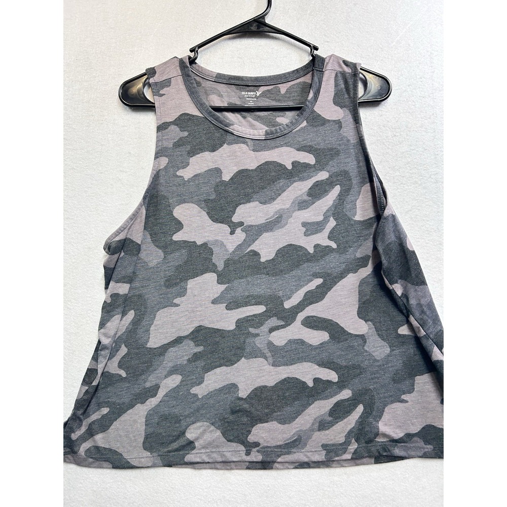 Old Navy Active Ultralite Go-Dry Gray Camo Sleeveless Tank‎ Size XL